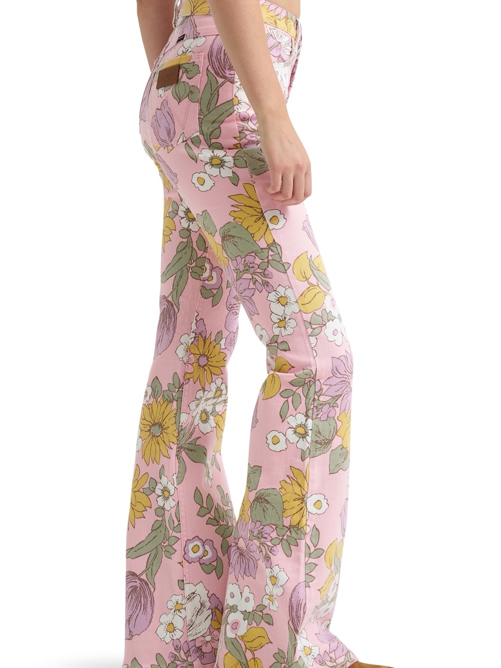 Wrangler Floral High-Rise Flare Pants in Pink